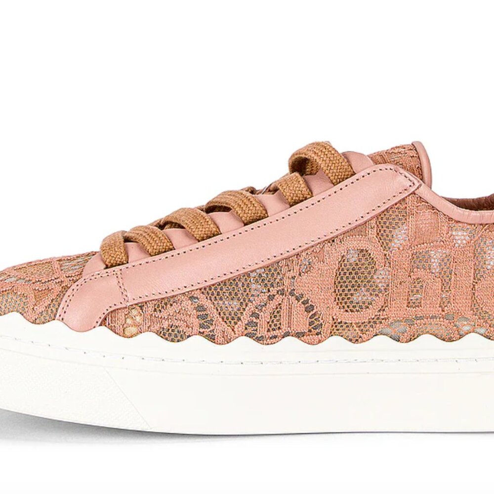 Chloé Lauren Lace Sneakers size 38W/ US 8W Pink Tea - Picture 4 of 10